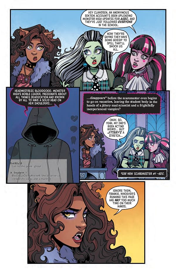 Interior preview page from MONSTER HIGH: NEW SCAREMESTER #4 ARIELLE JOVELLANOS COVER