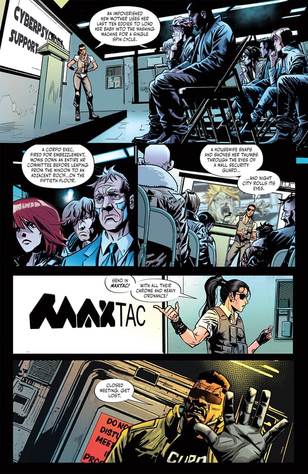 Interior preview page from CYBERPUNK 2077: PSYCHO SQUAD #4 FRANK CVETKOVIC COVER