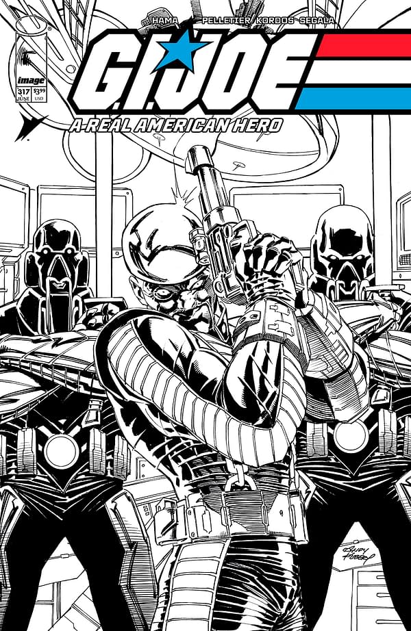 Cover image for GI JOE A REAL AMERICAN HERO #317 CVR B ANDY KUBERT B&W VAR, by (W) Larry Hama (A) Paul Pelletier, Tony Kordos, Francesco Segala (CA) Andy Kubert, in stores Wednesday, June 4, 2025 from DC Comics
