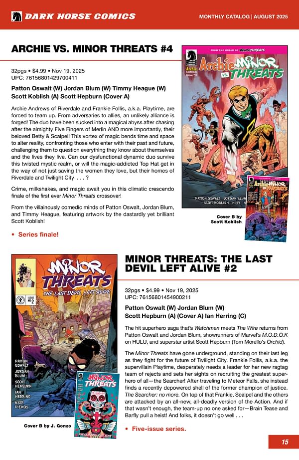 Dark Horse Comics October 2025 Solicits