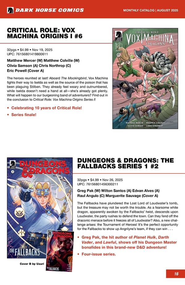 Dark Horse Comics October 2025 Solicits