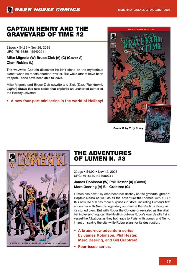 Dark Horse Comics October 2025 Solicits