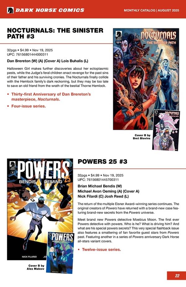 Dark Horse Comics October 2025 Solicits