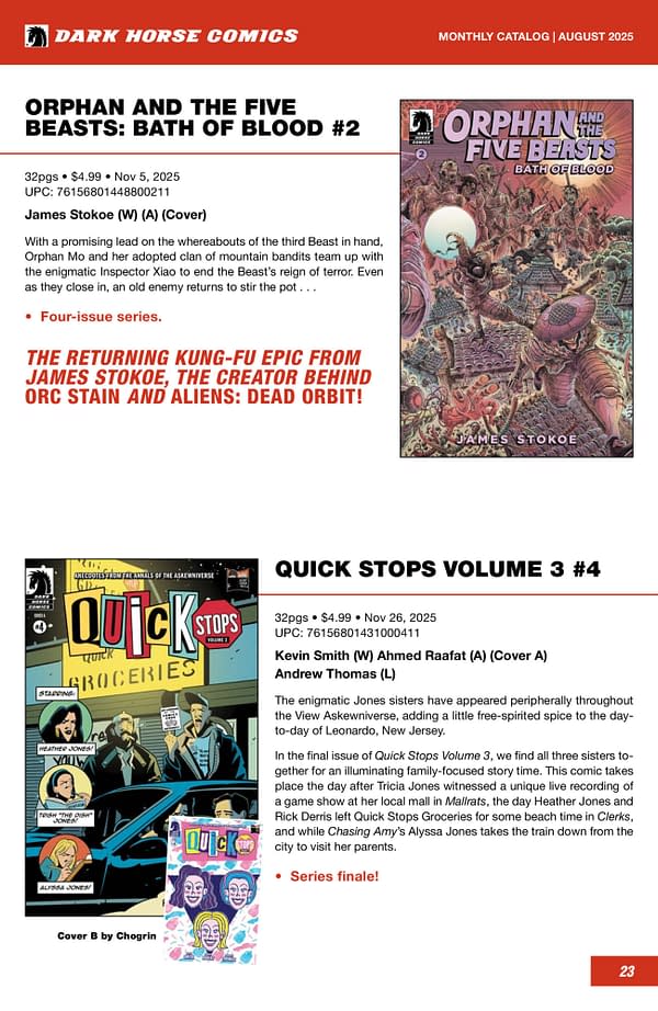Dark Horse Comics October 2025 Solicits