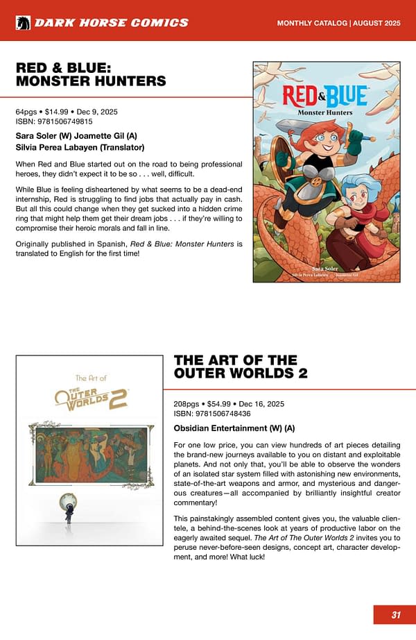 Dark Horse Comics October 2025 Solicits
