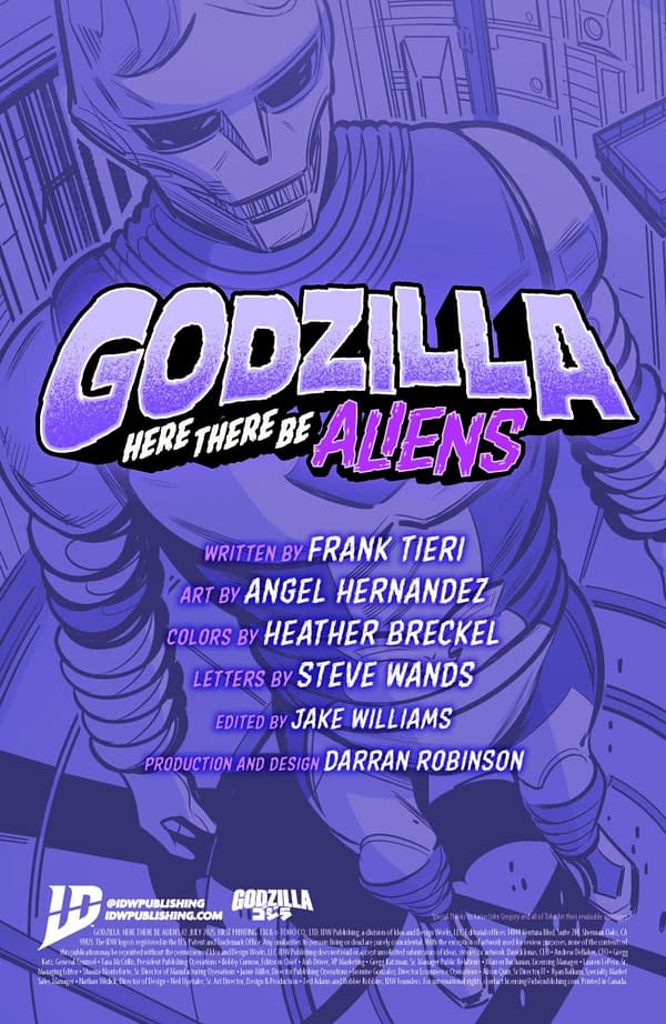 Interior preview page from GODZILLA: HERE THERE BE ALIENS #2 FERO PE COVER