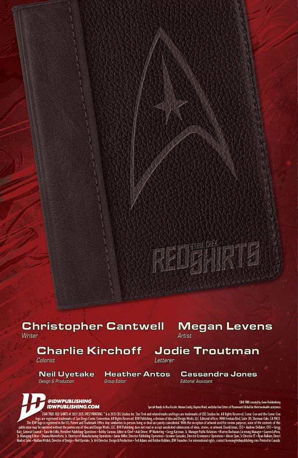 Interior preview page from STAR TREK: RED SHIRTS #1 CHRIS SHEHAN COVER