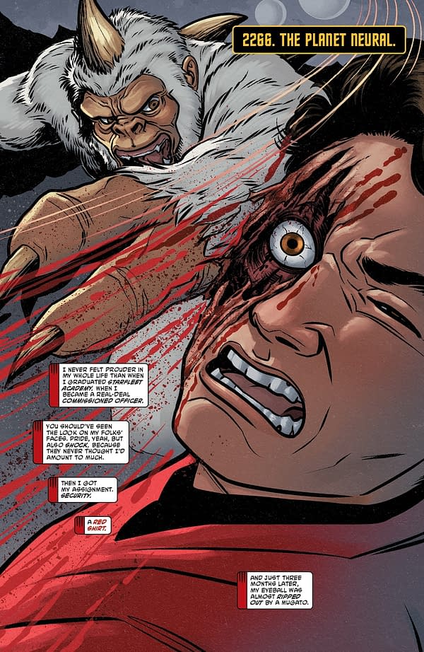 Interior preview page from STAR TREK: RED SHIRTS #1 CHRIS SHEHAN COVER