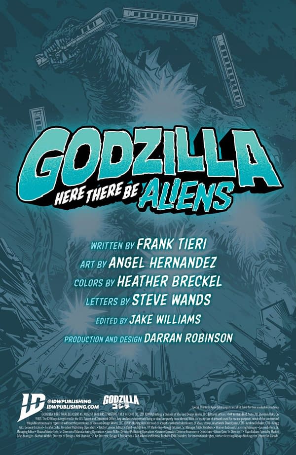 Interior preview page from GODZILLA: HERE THERE BE ALIENS #3 FERO PE COVER