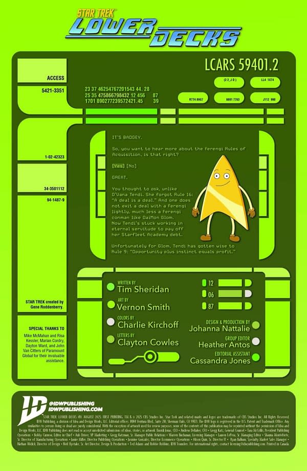 Interior preview page from STAR TREK: LOWER DECKS #10 VERNON SMITH COVER