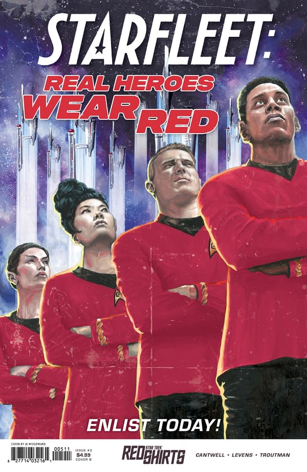 Cover image for Star Trek: Red Shirts #3 Variant B (Woodward Federation Recruitment)