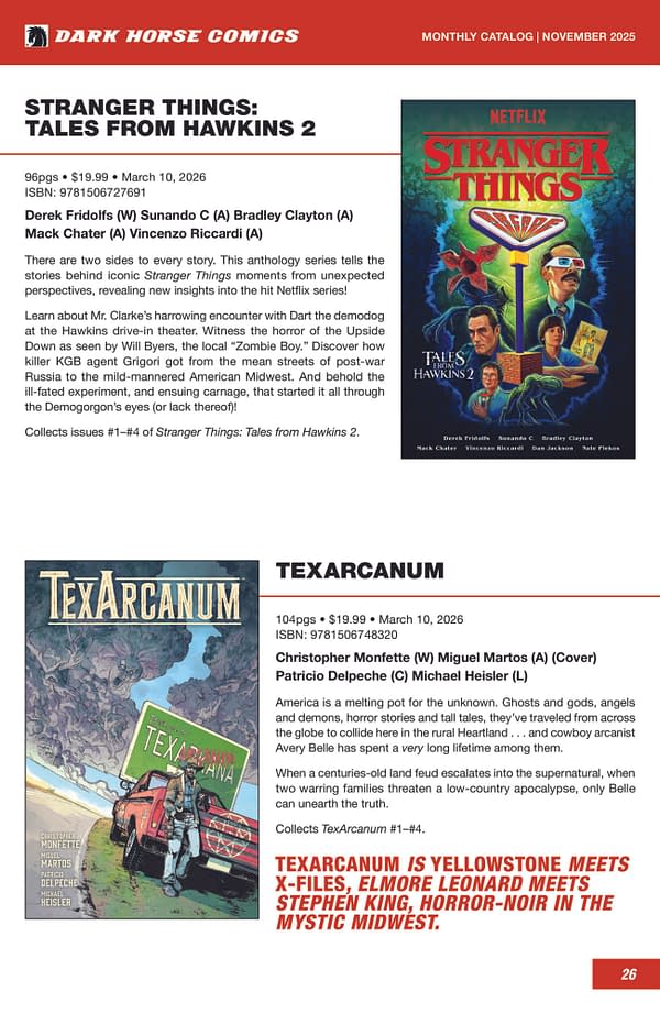 Dark Horse February 2026 Full Solicits And Solicitations