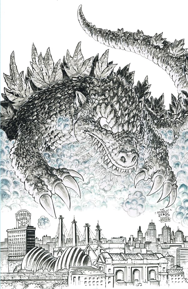 Cover image for Godzilla Vs. America: Kansas City Variant RI (50) (Moody & Williams II B&W Full Art)