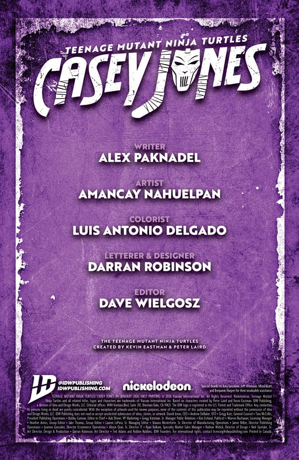 Interior preview page from TEENAGE MUTANT NINJA TURTLES: CASEY JONES #4 AMANCAY NAHUELPAN COVER