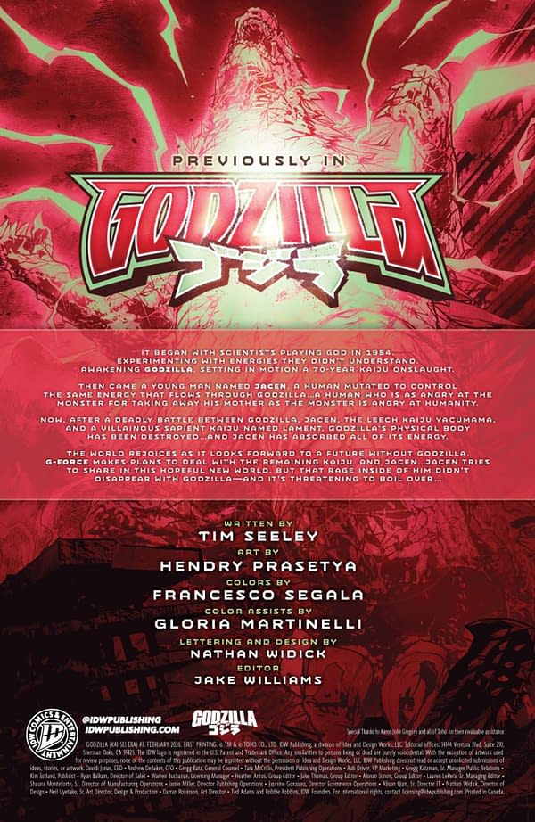 Interior preview page from GODZILLA #7 JONATHAN URIBE COVER