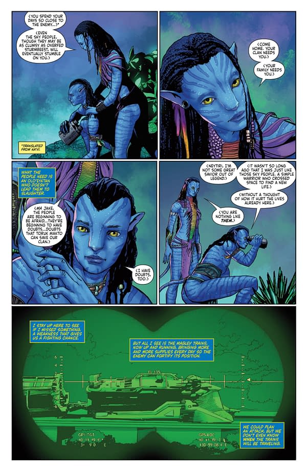 Interior preview page from AVATAR: THE GAP YEAR - TIPPING POINT #5 MICHAEL HEISLER COVER