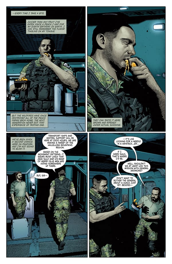 Interior preview page from AVATAR: THE GAP YEAR - TIPPING POINT #5 MICHAEL HEISLER COVER