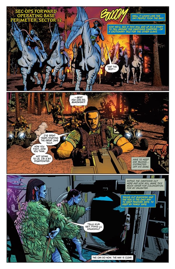 Interior preview page from AVATAR: THE GAP YEAR - TIPPING POINT #6 MICHAEL HEISLER COVER