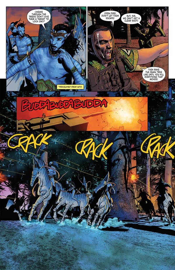 Interior preview page from AVATAR: THE GAP YEAR - TIPPING POINT #6 MICHAEL HEISLER COVER