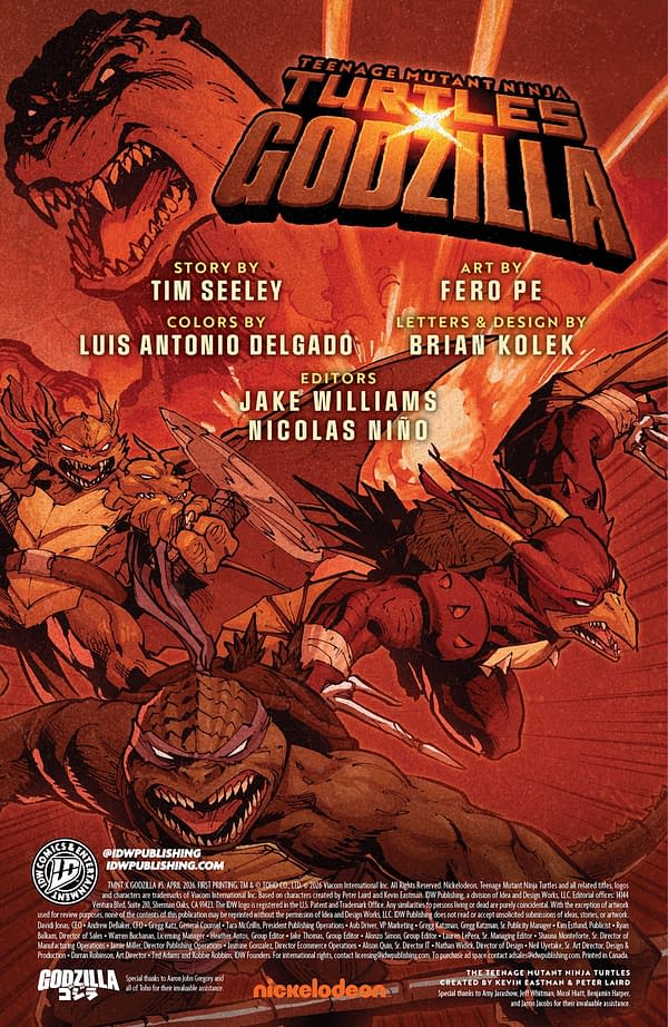 Interior preview page from TEENAGE MUTANT NINJA TURTLES X GODZILLA #5 FERO PE COVER