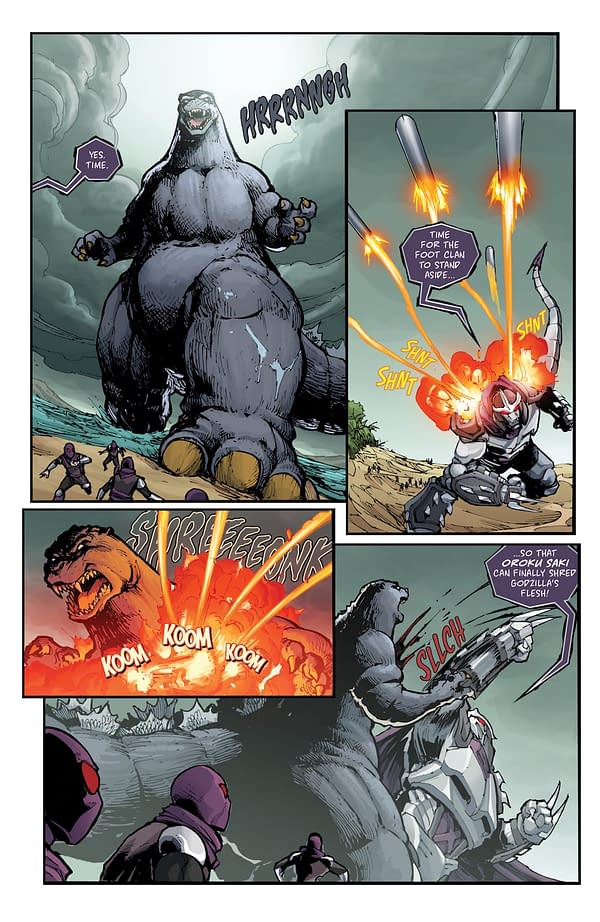 Interior preview page from TEENAGE MUTANT NINJA TURTLES X GODZILLA #5 FERO PE COVER