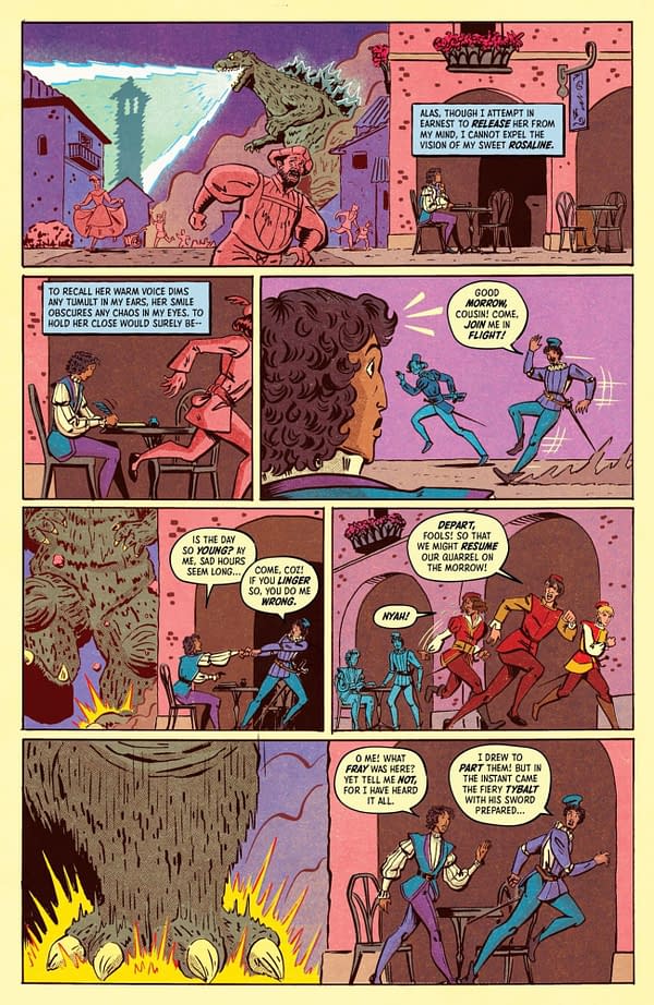 Interior preview page from ROMEO AND JULIET AND GODZILLA #1 TOM SCIOLI COVER