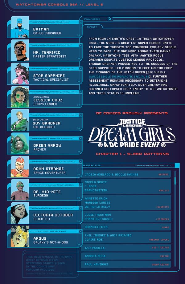 Interior preview page from Justice League: Dream Girls – A DC Pride Event #1
