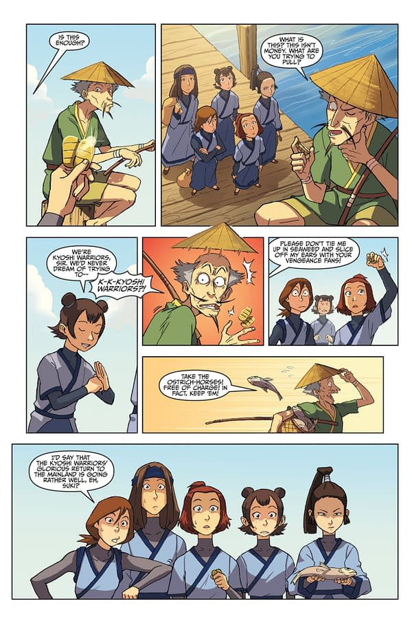 Interior preview page from AVATAR: THE LAST AIRBENDER - THE KYOSHI WARRIORS #1 JIMMY BETANCOURT COVER