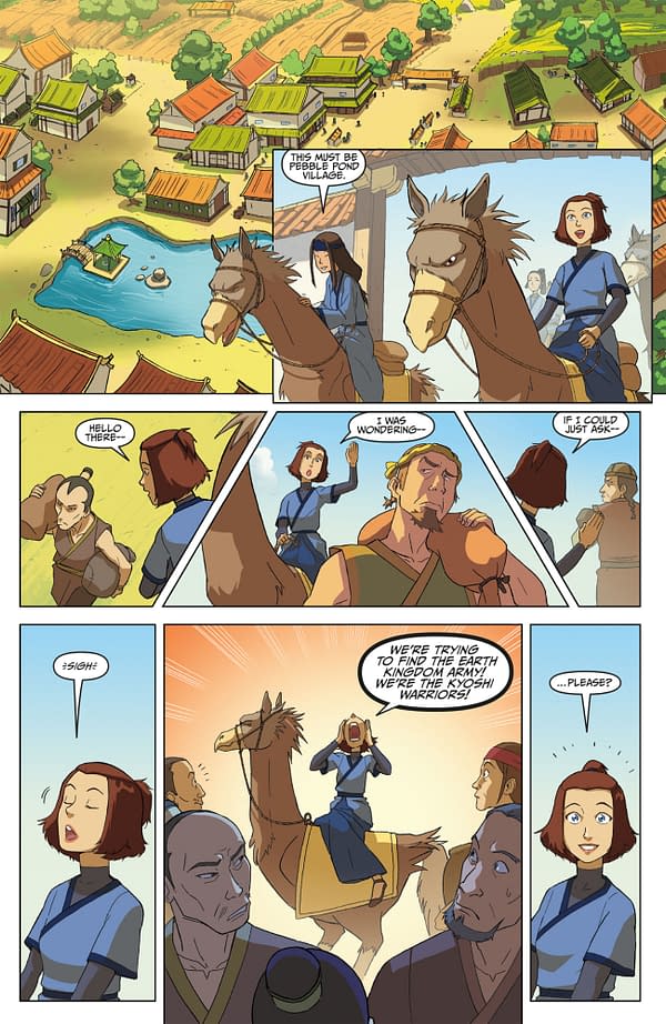 Interior preview page from AVATAR: THE LAST AIRBENDER - THE KYOSHI WARRIORS #1 JIMMY BETANCOURT COVER