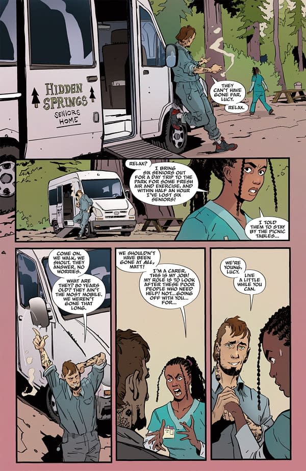 Interior preview page from HIDDEN SPRINGS #1 SIMON BOWLAND COVER