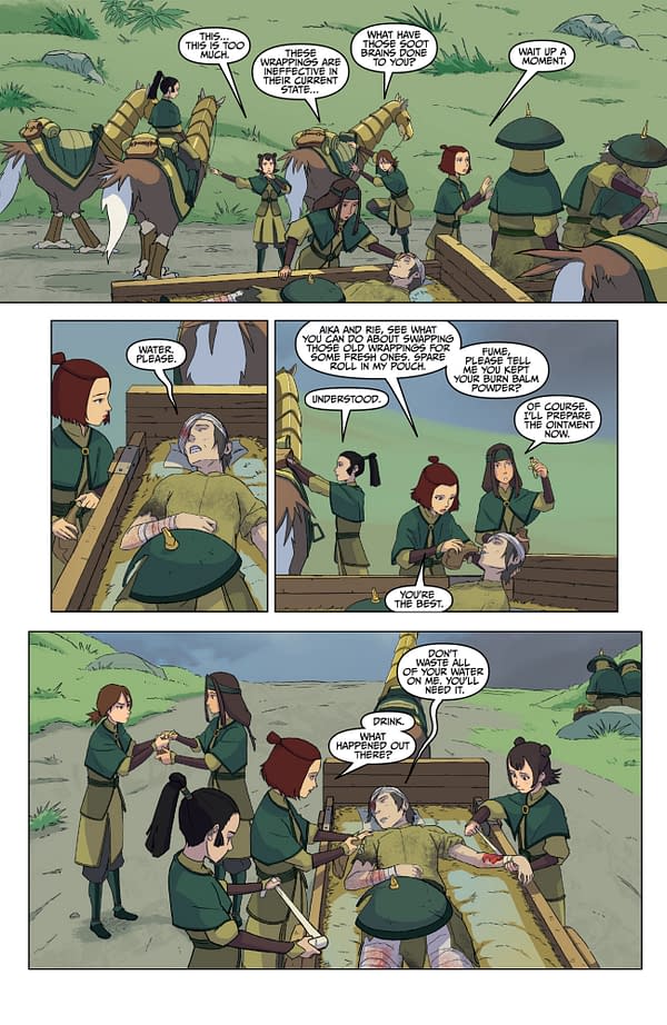 Interior preview page from AVATAR: THE LAST AIRBENDER--THE KYOSHI WARRIORS #2 DANIELLE WEIRES COVER