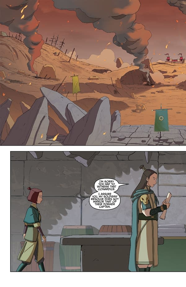 Interior preview page from AVATAR: THE LAST AIRBENDER--THE KYOSHI WARRIORS #2 DANIELLE WEIRES COVER
