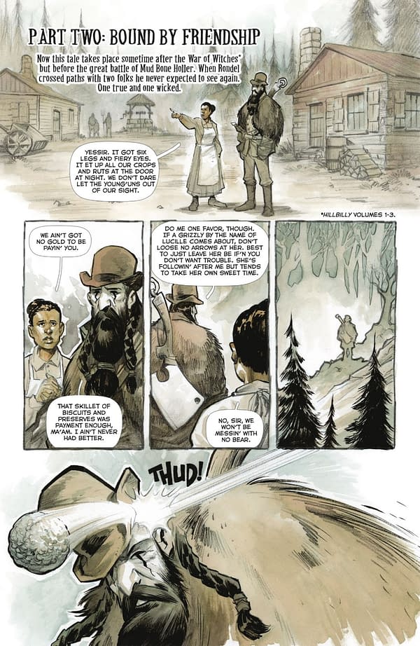 Interior preview page from HILLBILLY: THE TREASON OF TWELVE-TOE MAGGIE #1 ERIC POWELL COVER