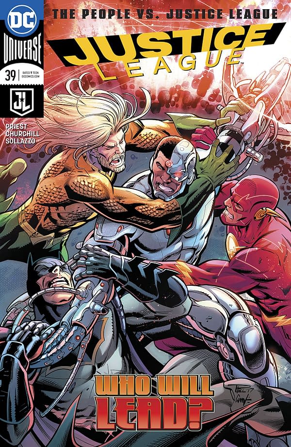 Justice League #39 cover by Paul Pelletier and Adriano Lucas