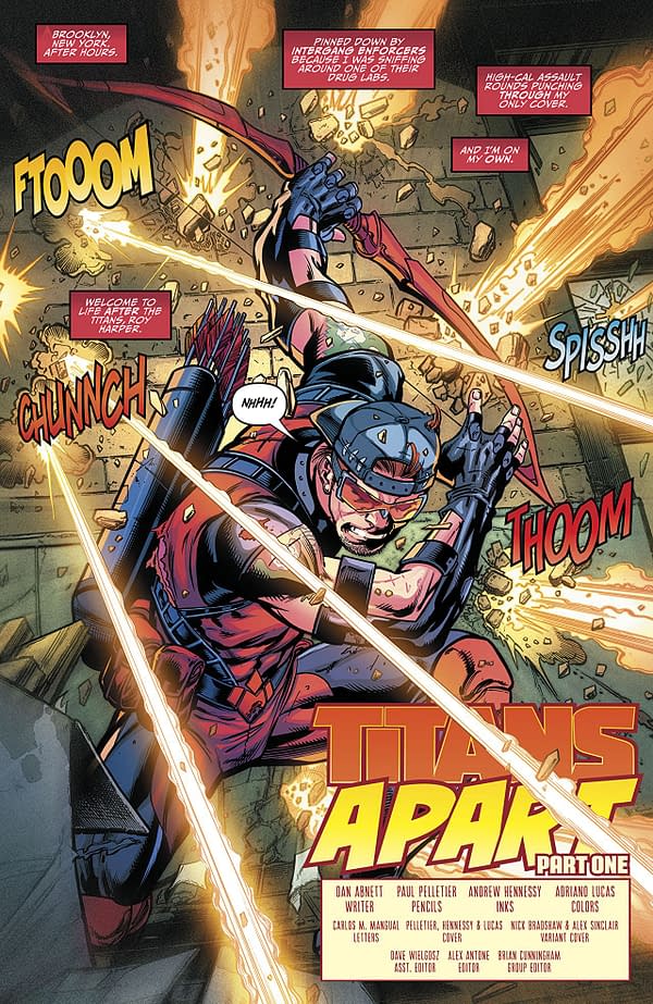 Titans #20 art by Paul Pelletier, Andrew Hennessy, and Adriano Lucas