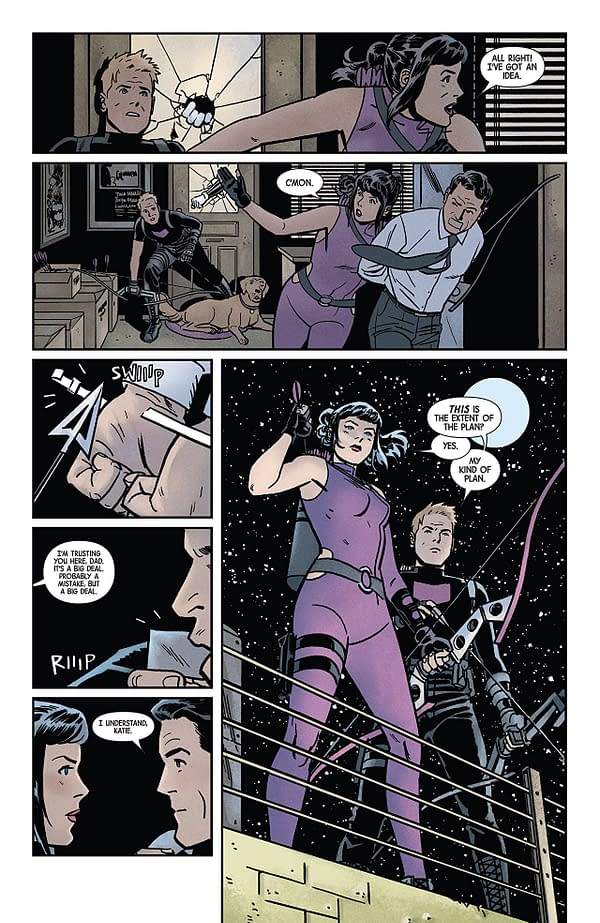 Hawkeye #16 art by Leonardo Romero and Jordie Bellaire