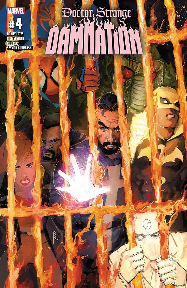 Wong and the Midnight Sons make their final stand against the hordes of Hell and the demonically-possessed Avengers. Before long, Mephisto himself arrives to gloat over having killed Johnny Blaze. However, Mephisto does not know that the Ghost Rider has become the king of Hell, and the tides may soon turn in favor of Wong. Doctor Strange: Damnation ends better than it began. While some of the deliberate lack of repentance on the part of Stephen Strange and the lack of focus on the members of the Midnight Sons that aren't Wong and Strange does bother me, this final installment didn't really get on my nerves as much as the first. Don't get me wrong, this issue still has a myriad of problems that keep it from being required reading. This story was stretched to breaking point, and a good portion of what matters happened in the Ghost Rider issue. This book is a protracted third act. As far as plot-relevance goes, Blade, Doctor Voodoo, Bloodstone, Man-Thing, Scarlet Spider, Moon Knight, and Iron Fist may as well not be here. Even in their own tie-ins, Iron Fist and Scarlet Spider don't really do anything important to the story. The follow-up story promises more with the Midnight Sons though, and that will hopefully come to something. Rod Reis' artwork is a welcome presence in this book. His style lends itself to the ethereal and surreal nature of this setting and plot. The color gradience adds a unique atmosphere and generally looks quite good. Szymon Kudranski and Dan Brown handle the epilogue with the Midnight Sons and Doc Strange. The more realistic aesthetic does contrast Reis' work in an odd manner, but it looks good too. Doctor Strange: Damnation #4 is a decent enough read. If you liked the rest of the story, you'll like this one too. The fact that the story at least acknowledges that Strange's idea was terrible from the start and ties it to personal problems helps a lot. Reis, Kudranksi, and Brown provide good visuals. Feel free to check it out.