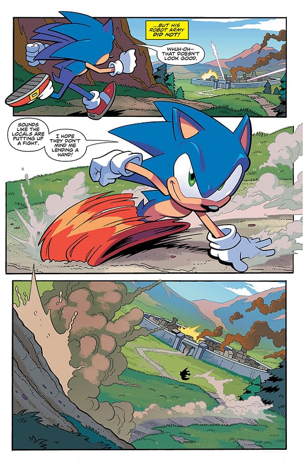 Sonic the Hedgehog #1 art by Tracy Yardley, Jim Amash, Bob Smith, and Matt Herms