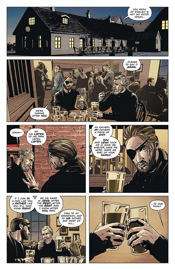 Lazarus #28 art by Michael Lark, Tyler Boss, and Santi Arcas