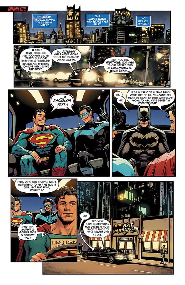 Batman: Prelude to the Wedding- Nightwing vs. Hush art by Travis Moore and Tamra Bonvillain