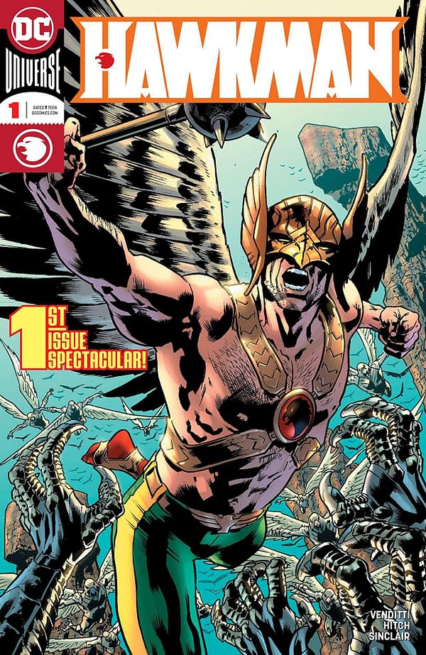 Hawkman #1 cover by Bryan Hitch and Alex Sinclair