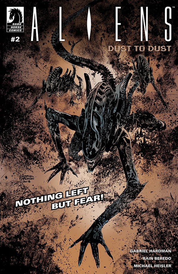 Aliens: Dust to Dust #2 cover by Gabriel Hardman and Rain Beredo