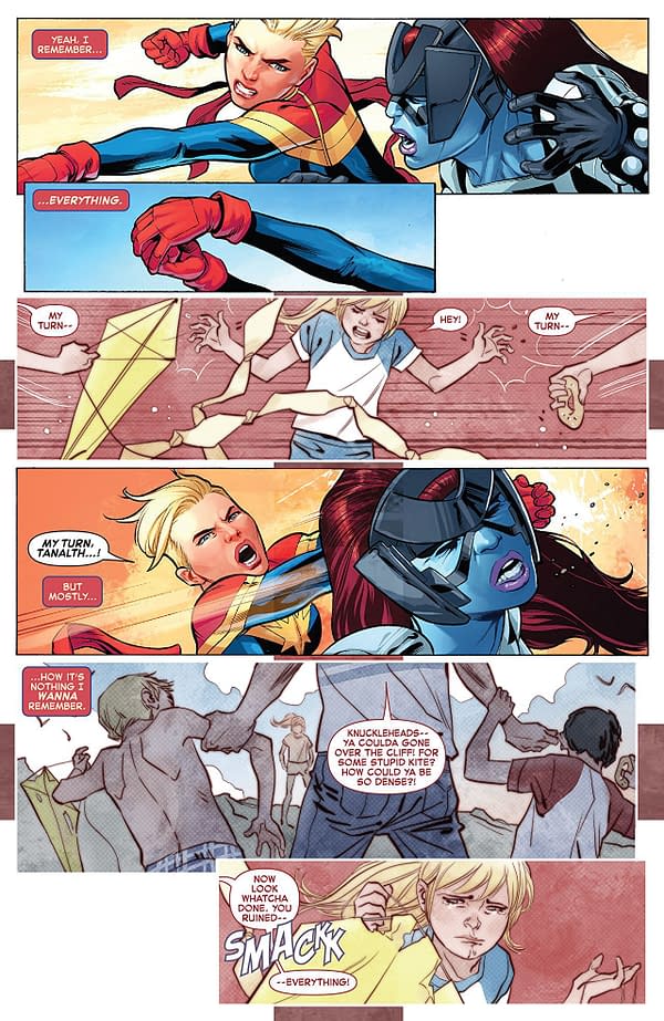 The Life of Captain Marvel #1 art by Carlos Pacheco, Marguerite Sauvage, Rafael Fonteriz, and Marcio Menyz
