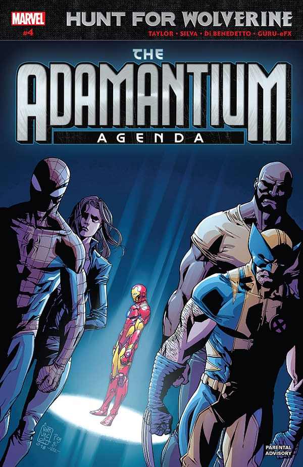 Hunt for Wolverine: Adamantium Agenda #4 cover by Giuseppe Camuncoli, Roberto Poggi, and Val Staples