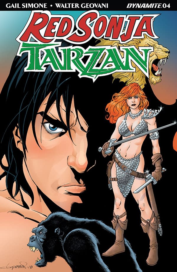 Red Sonja/Tarzan #4 cover by Aaron Lopresti