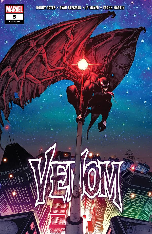 Venom #5 cover by Ryan Stegman, JP Mayer, and Frank Martin