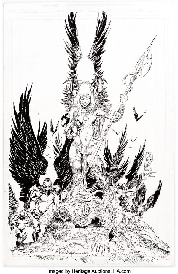 Marc Silvestri and Batt's The Darkness #3 Cover Art For Auction