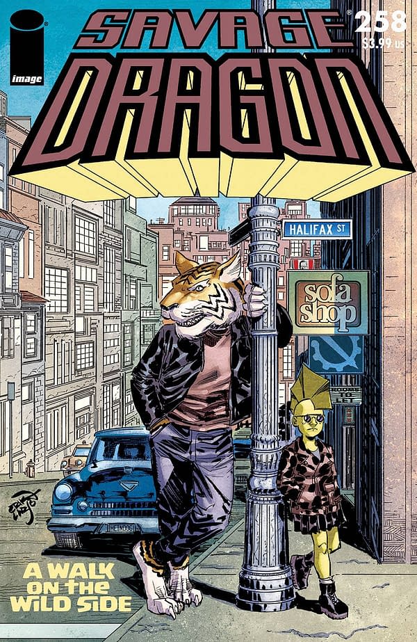 The cover to Savage Dragon #258 by Erik Larsen, in stores on April 7th from Image Comics.