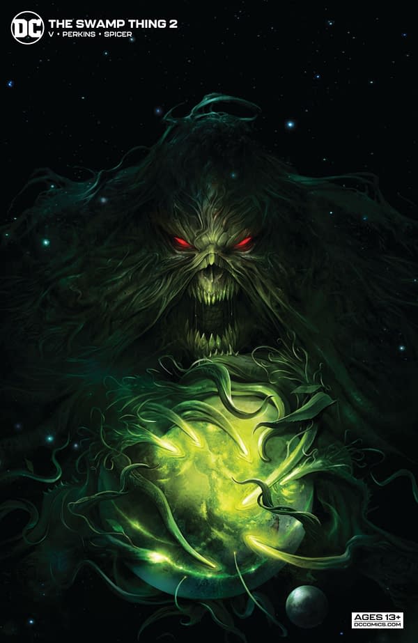 Francesco Mattina's variant cover to The Swamp Thing #2, by Ram V and Mike Perkins, in stores from DC Comics on Tuesday, April 6th, 2021.