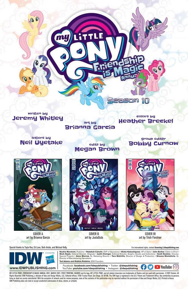 Interior preview page from MY LITTLE PONY FRIENDSHIP IS MAGIC 2021 ANNUAL CVR A BRIANNA
